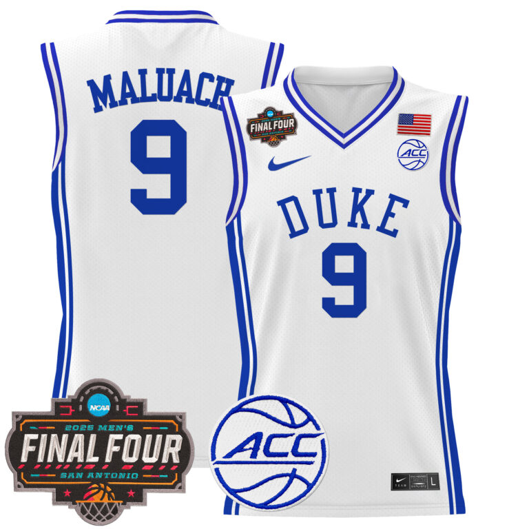 Men Duke Blue Devils #9 Maluach white 2025 Final Four Patch NCAA Jersey